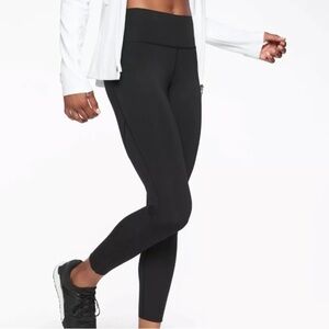 Pristine Athleta Challenge 7/8 Leggings Black High Rise Zip Pocket Size Large